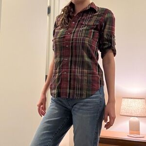 Ralph Lauren Sport Red and Green Plaid Button-Down Shirt